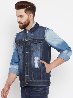 blue ripped denim jacket - 15676066 - Standard Image - 2