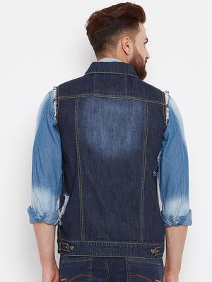 blue ripped denim jacket - 15676066 - Standard Image - 3