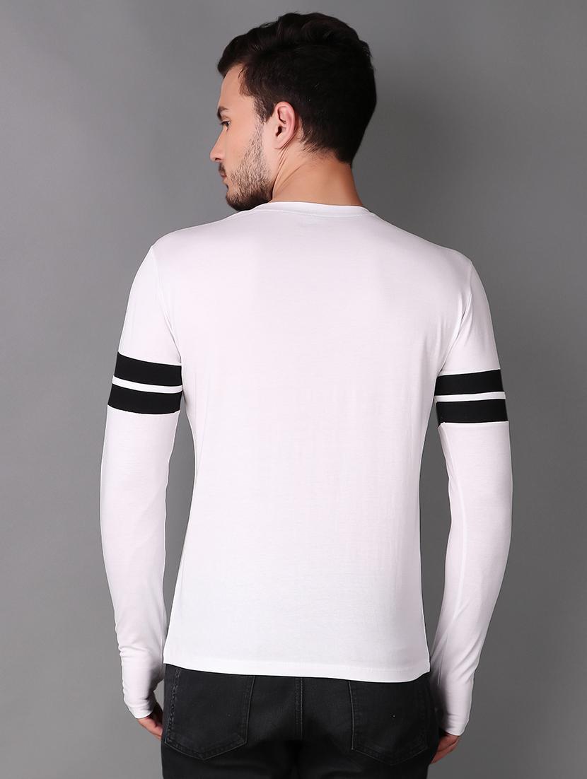 white cotton thumb hole t-shirt - 15676143 - Zoom Image - 3
