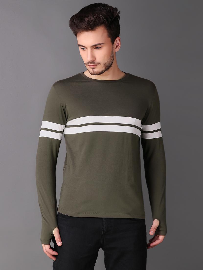 green striped thumb hole t-shirt - 15676147 - Zoom Image - 1
