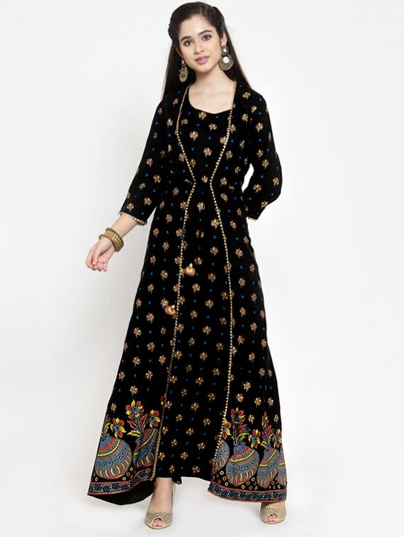 Layered printed gotta work kurta - 15676226 - Zoom Image - 1