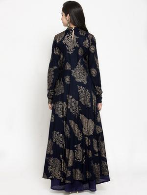 foil printed flared long sleeves kurta - 15676238 - Standard Image - 3