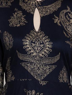 foil printed flared long sleeves kurta - 15676238 - Standard Image - 4