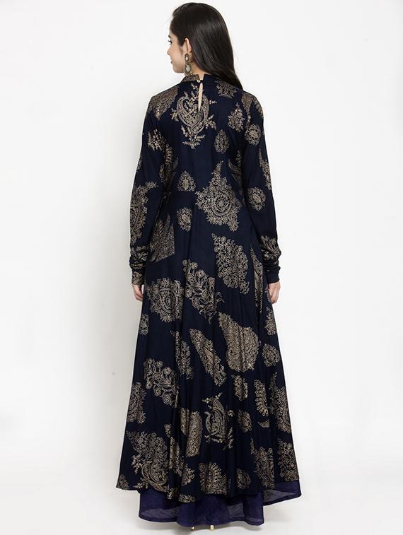 foil printed flared long sleeves kurta - 15676238 - Zoom Image - 3