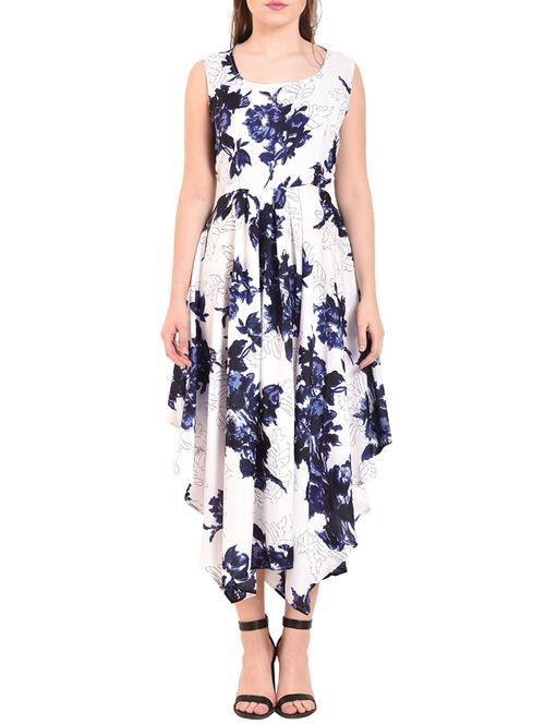pleated asymmetric printed dress - 15676434 - Standard Image - 1