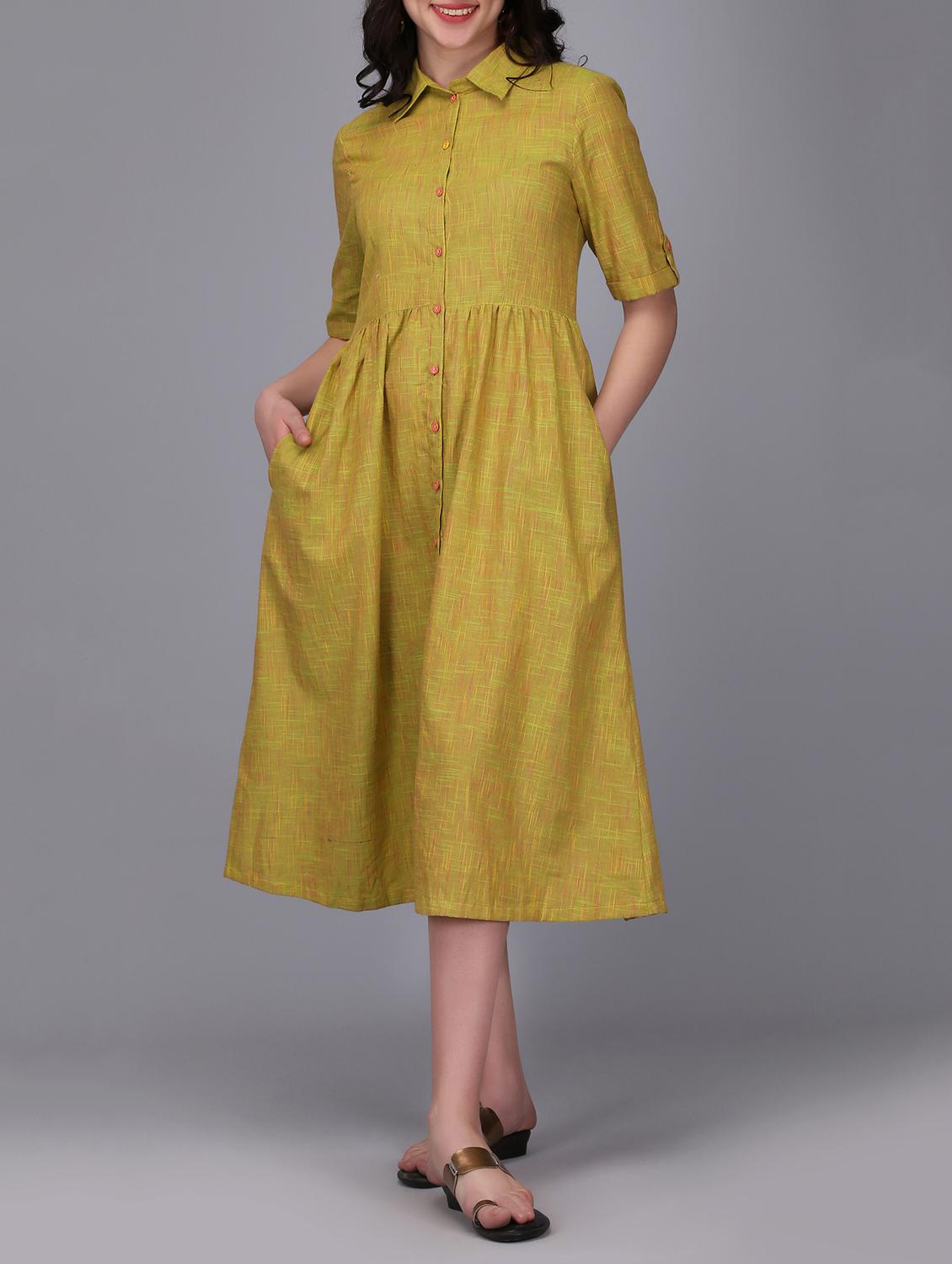 button up pocket detail a-line dress - 15676493 - Zoom Image - 1