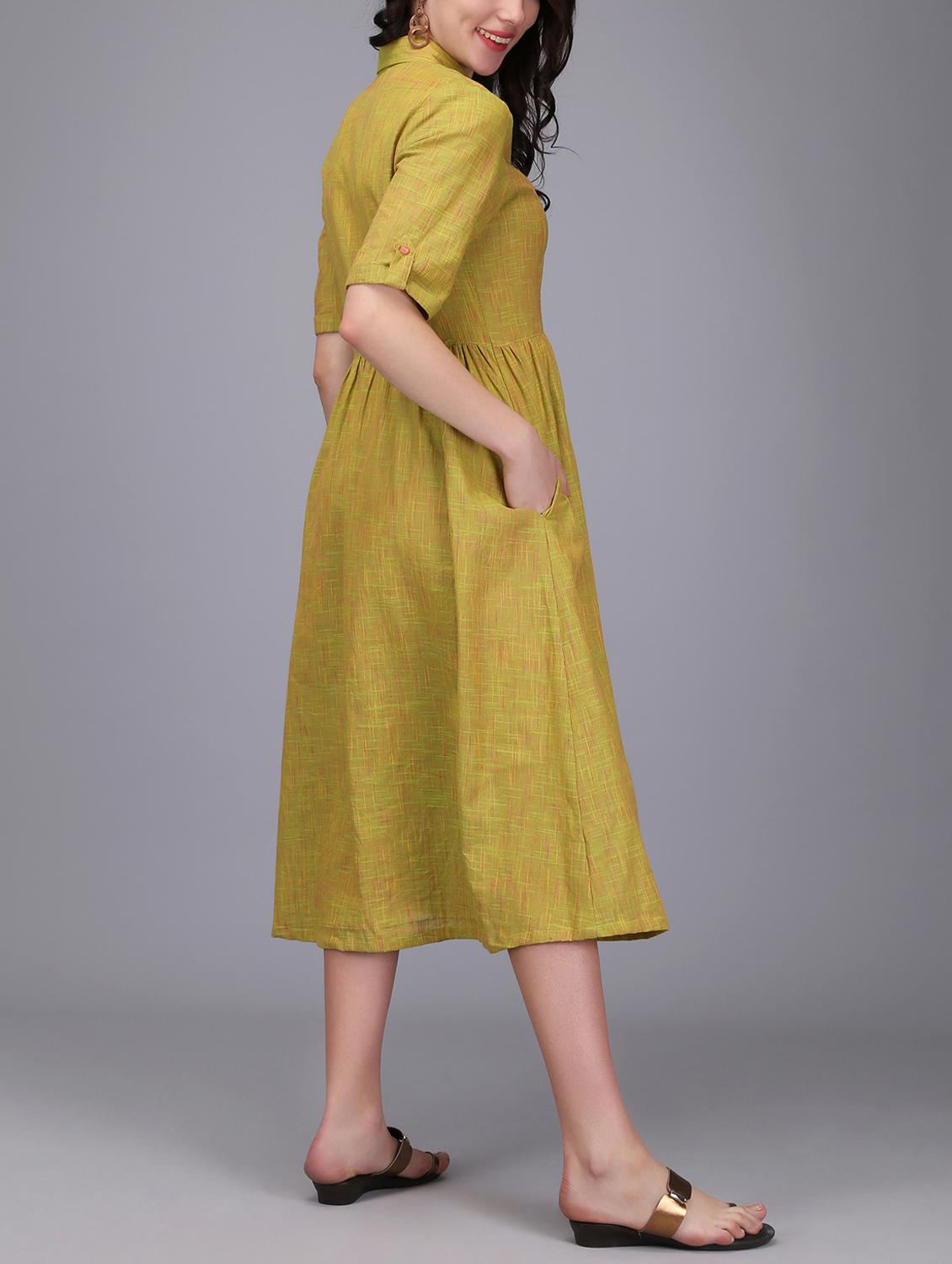 button up pocket detail a-line dress - 15676493 - Zoom Image - 3