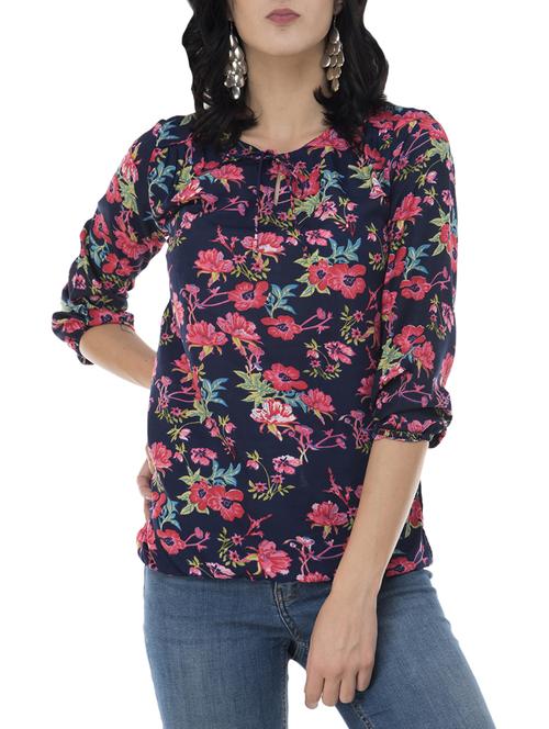 tie-up detail floral top - 15676535 - Very Small Image - 1