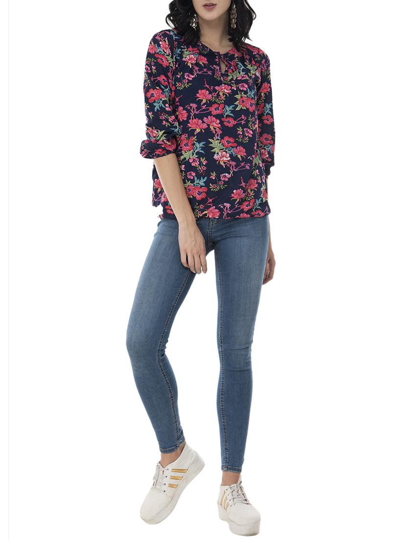 tie-up detail floral top - 15676535 - Zoom Image - 4