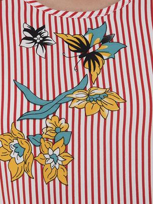 turn-up sleeved floral striped top - 15676539 - Standard Image - 5