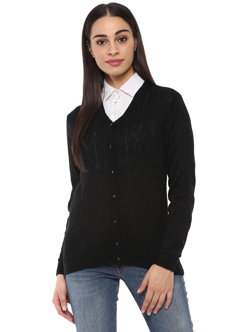 ribbed edge woolen cardigan - 15677194 - Zoom Image - 1