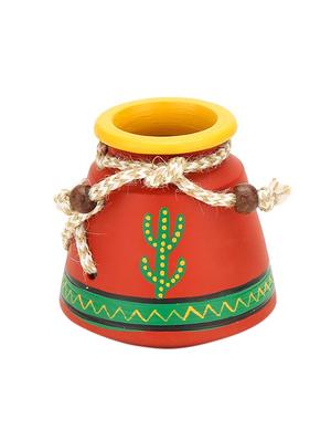 unravel india warli painted teracotta pen stand - 15677690 - Standard Image - 2
