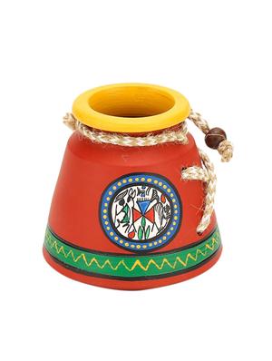 unravel india warli painted teracotta pen stand - 15677690 - Standard Image - 3