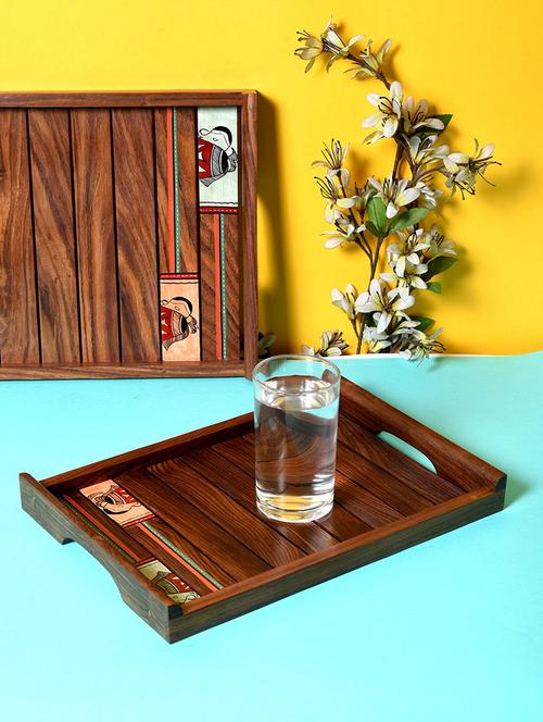 unravel india sheesham wood trays(set of 2) - 15677728 - Standard Image - 1