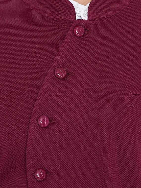 maroon solid bandhgala casual blazer - 15678075 - Zoom Image - 4