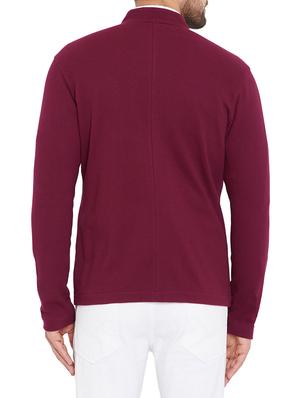 maroon solid bandhgala casual blazer - 15678078 - Standard Image - 3
