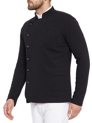 black solid bandhgala casual blazer - 15678079 - Standard Image - 2