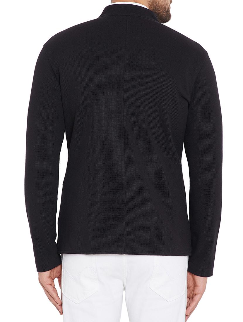 black solid bandhgala casual blazer - 15678079 - Zoom Image - 3