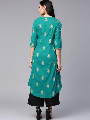 foil print straight kurta - 15678564 - Standard Image - 3