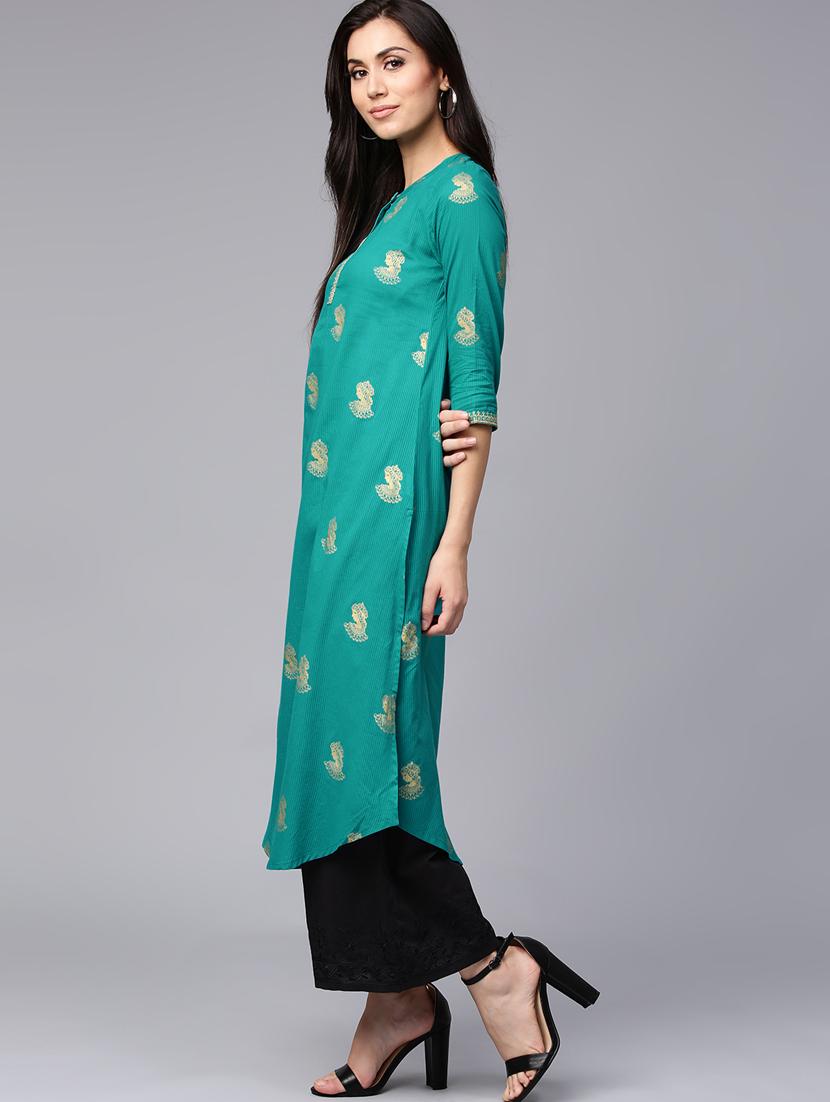 foil print straight kurta - 15678564 - Zoom Image - 2