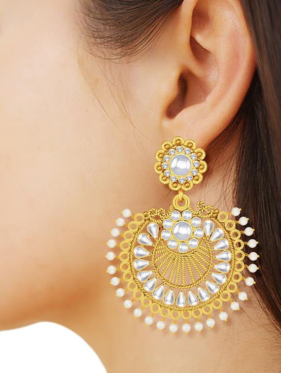 gold metal chandballi earring - 15678631 - Zoom Image - 1