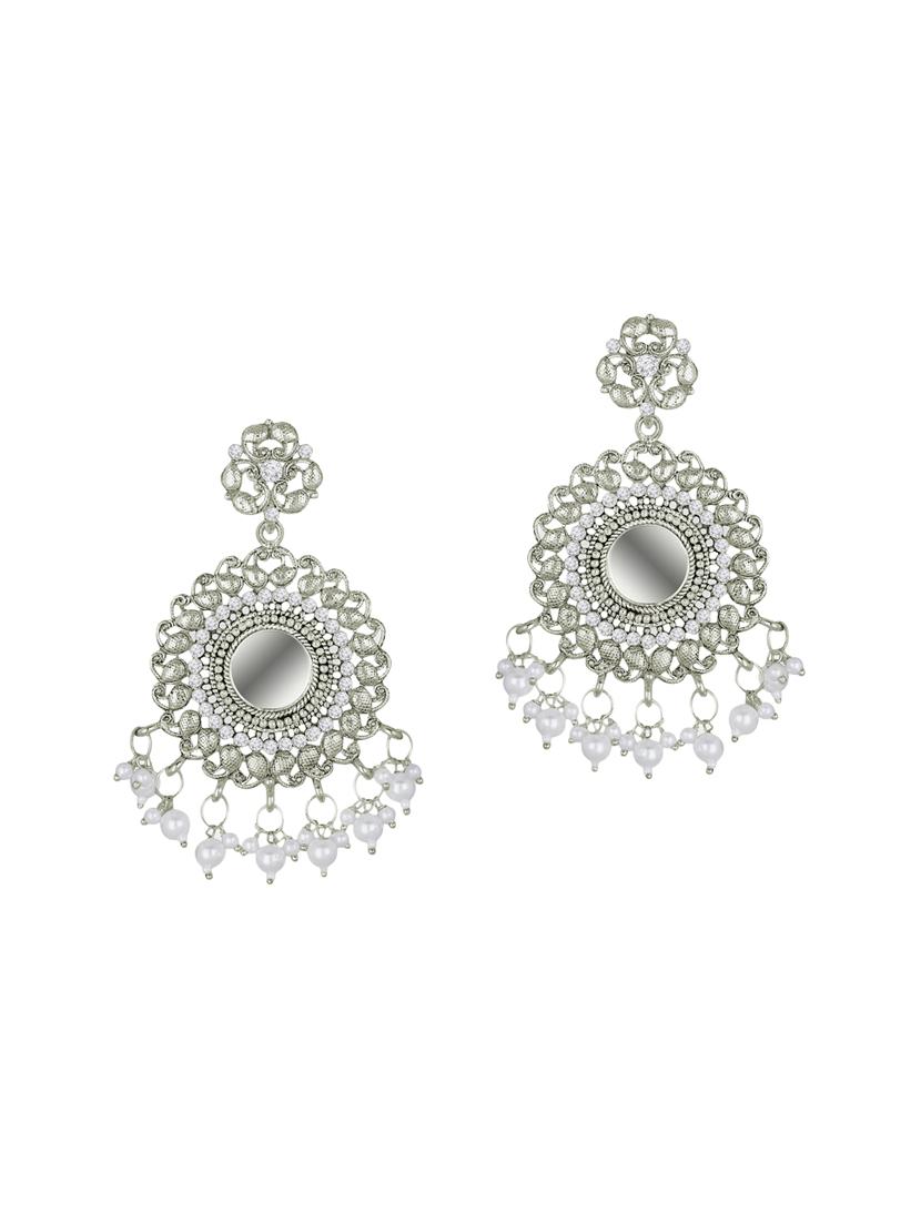 silver metal drop earring - 15678637 - Zoom Image - 2