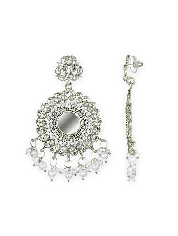 silver metal drop earring - 15678637 - Zoom Image - 3