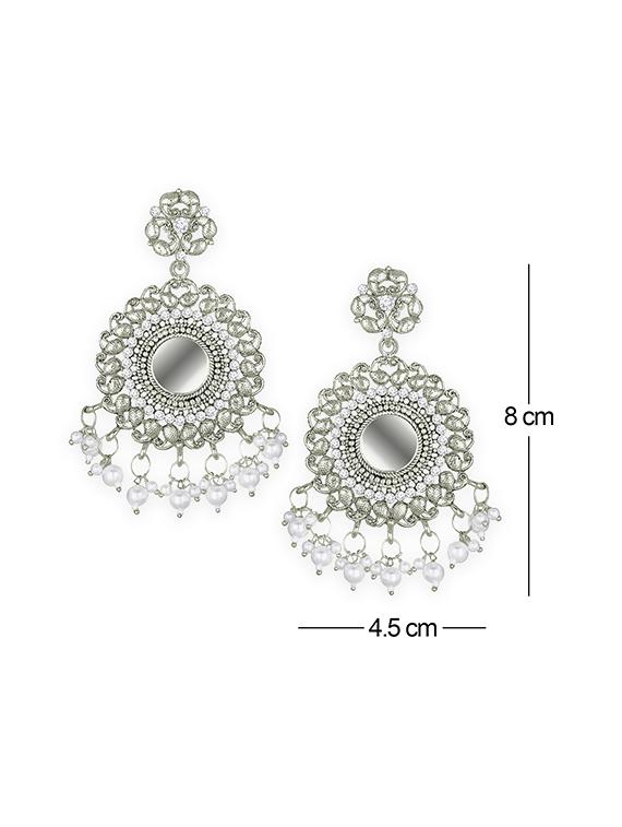 silver metal drop earring - 15678637 - Zoom Image - 4