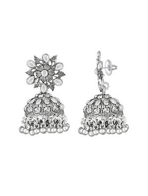 silver metal jhumka earring - 15678653 - Standard Image - 3