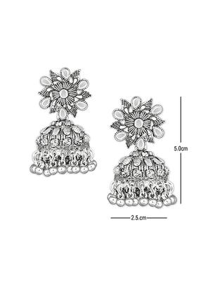 silver metal jhumka earring - 15678653 - Standard Image - 4