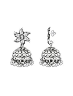 silver metal jhumka earring - 15678655 - Standard Image - 3