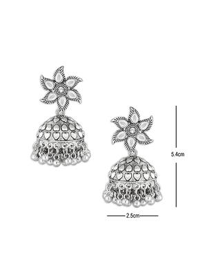 silver metal jhumka earring - 15678655 - Standard Image - 4