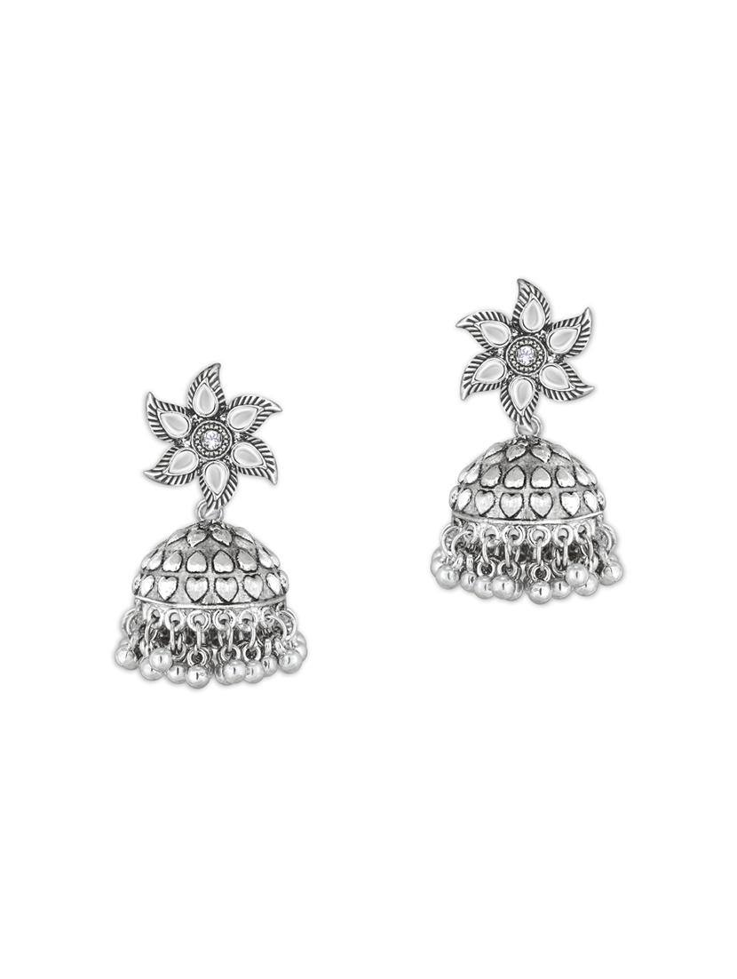 silver metal jhumka earring - 15678655 - Zoom Image - 2