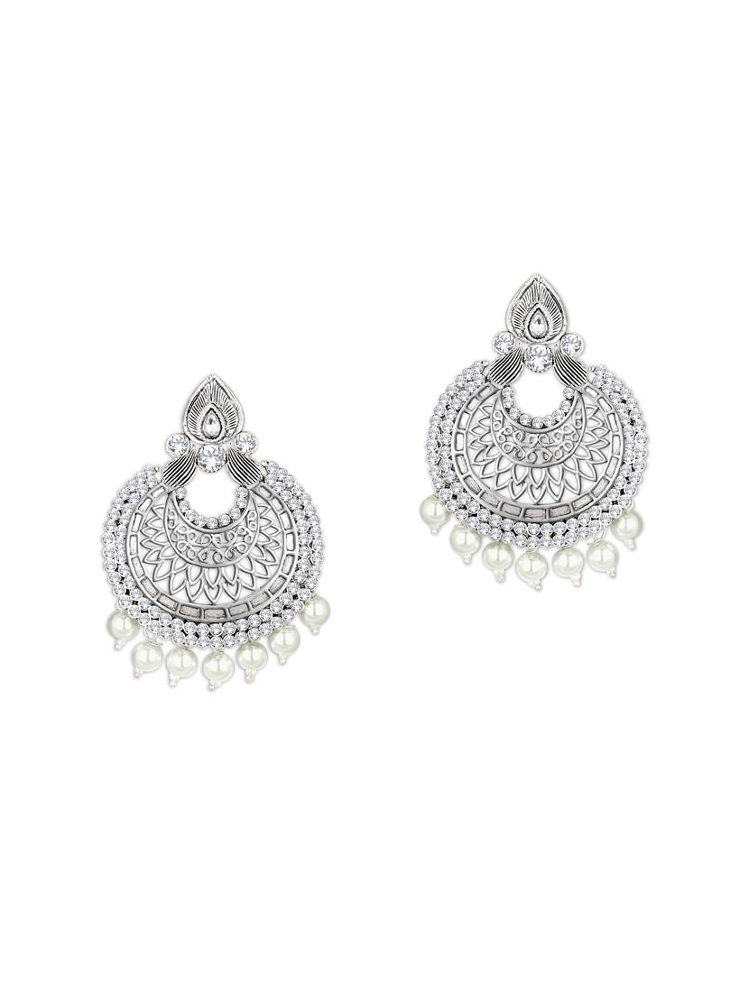 silver metal chandballi earring - 15678657 - Zoom Image - 2