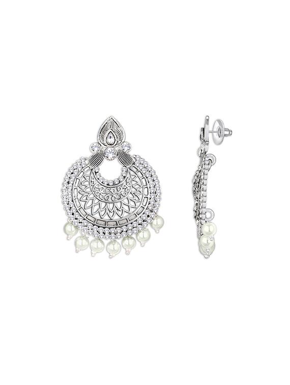 silver metal chandballi earring - 15678657 - Zoom Image - 3