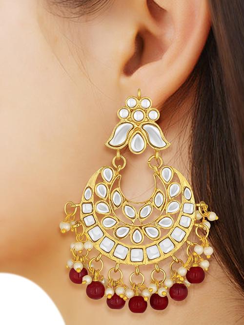 gold metal chandballi earring - 15678665 - Standard Image - 1