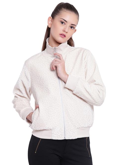 textured mock neck bomber jacket - 15679692 - Standard Image - 1