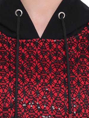 mesh sequin detail hooded sweatshirt - 15679722 - Standard Image - 4