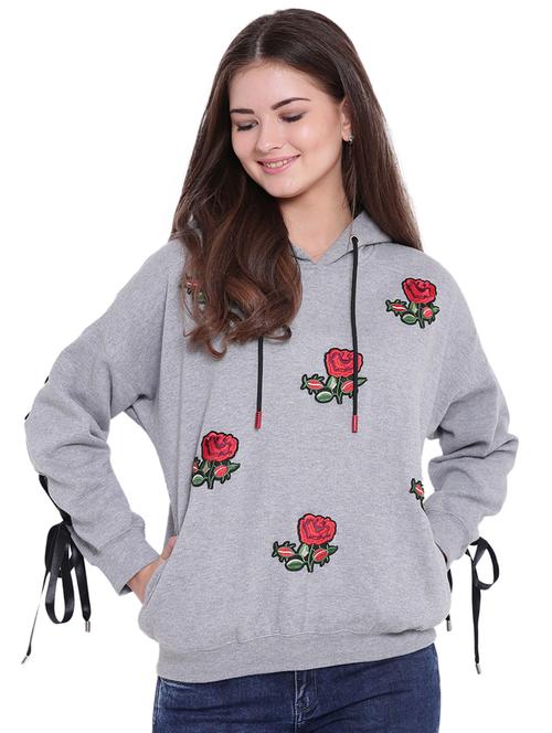 eyelet lace up applique work sweatshirt - 15679740 - Standard Image - 1