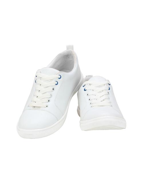 white leatherette lace up sneakers - 15679846 - Standard Image - 1