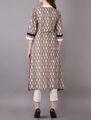 printed a-line kurta - 15680415 - Standard Image - 3