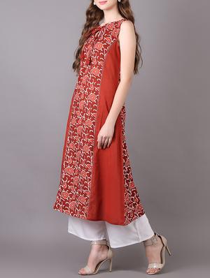 a-line printed kurta with pockets - 15680420 - Standard Image - 2