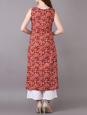 a-line printed kurta with pockets - 15680420 - Standard Image - 3