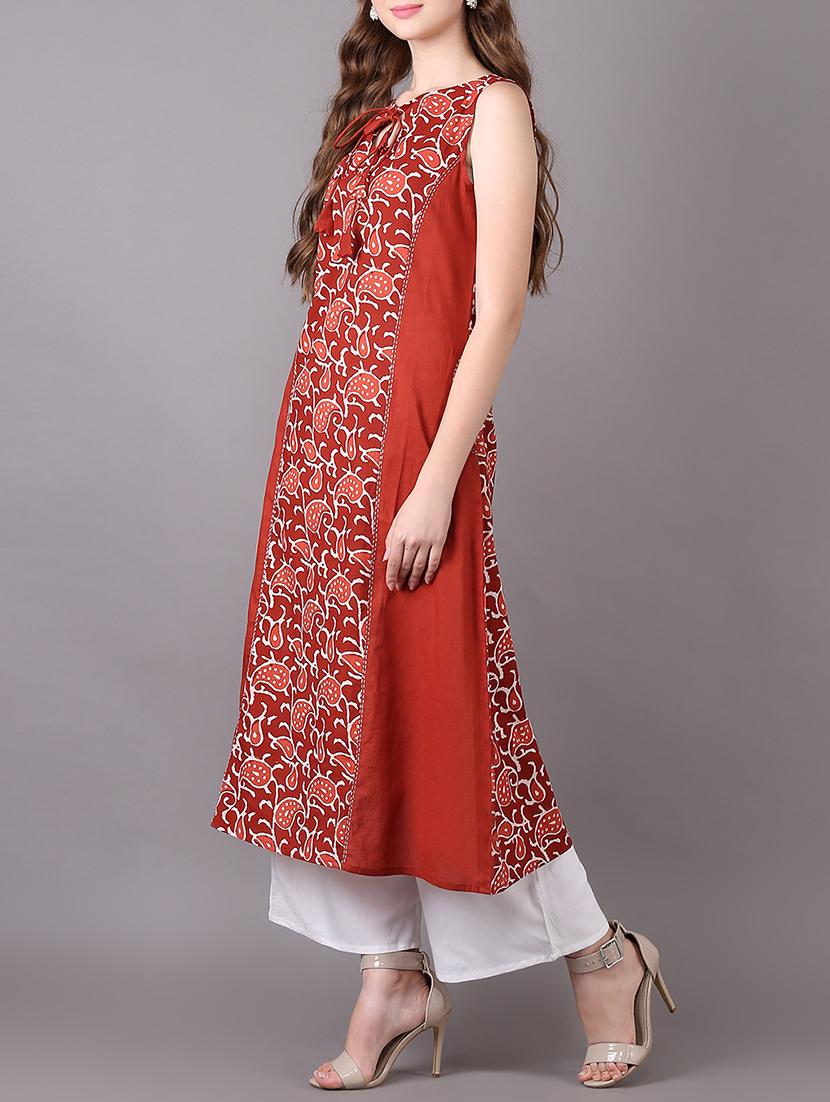 a-line printed kurta with pockets - 15680420 - Zoom Image - 2