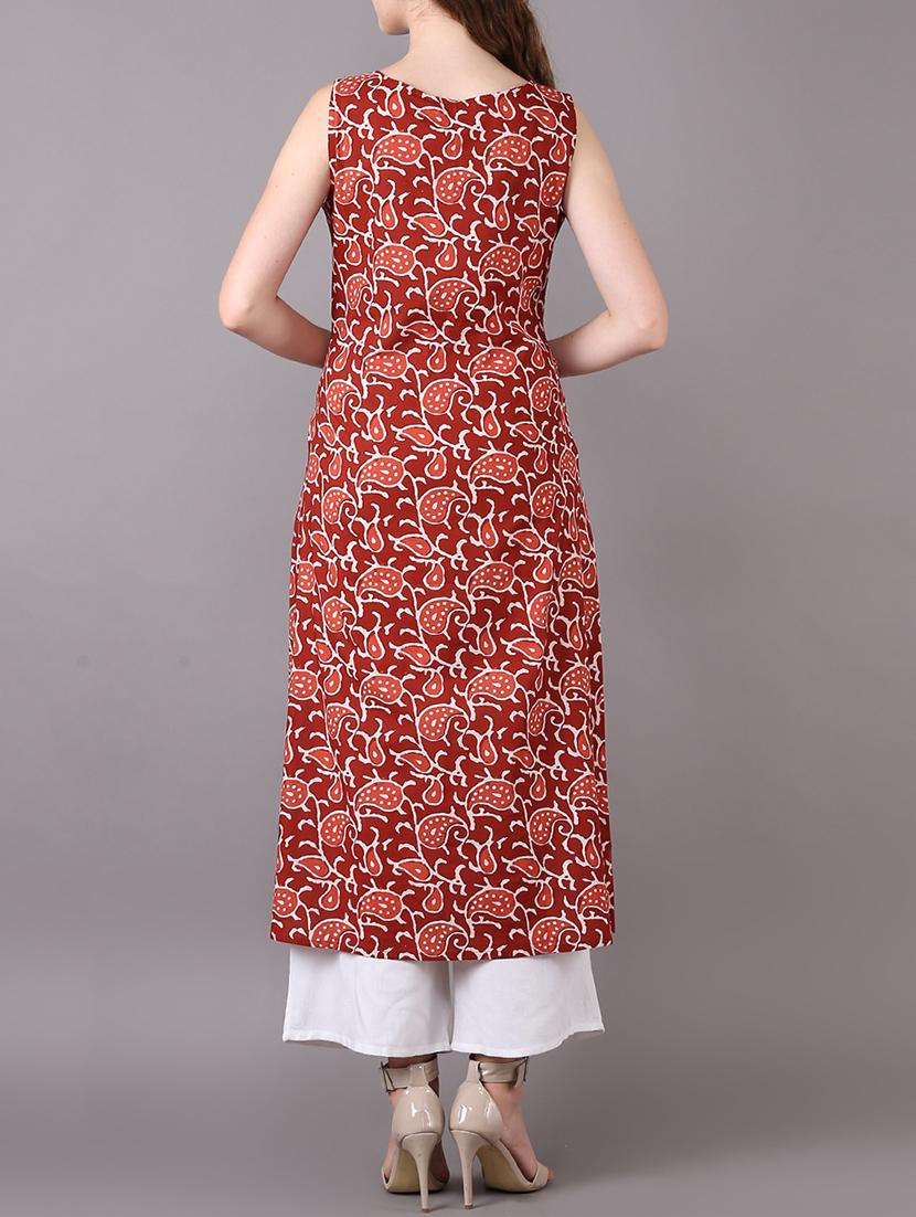 a-line printed kurta with pockets - 15680420 - Zoom Image - 3