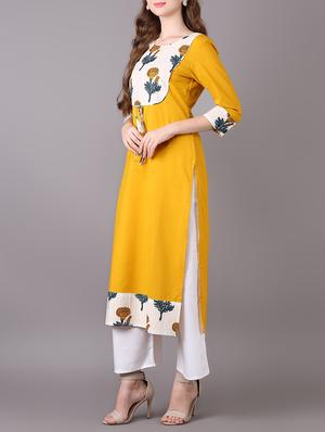 printed yoke straight kurta - 15680426 - Standard Image - 2