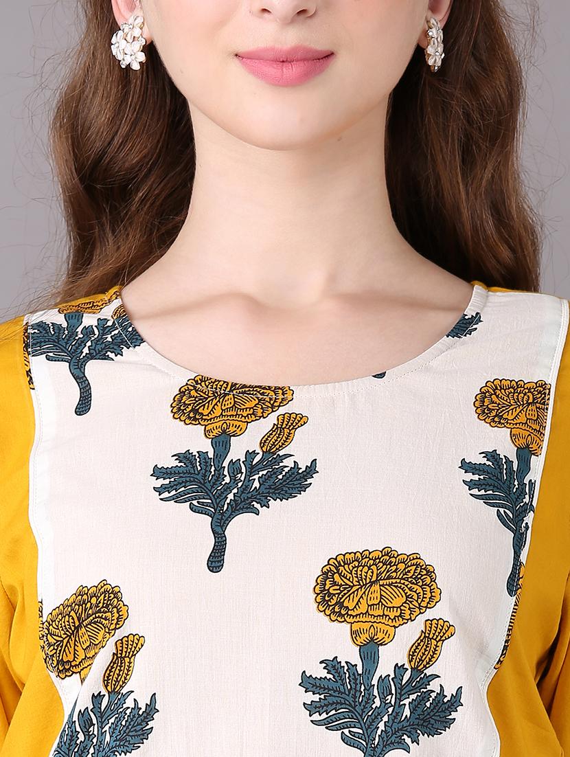printed yoke straight kurta - 15680426 - Zoom Image - 4