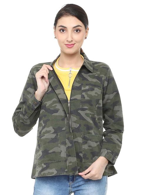 slogan print pocket patch military jacket - 15680682 - Standard Image - 1