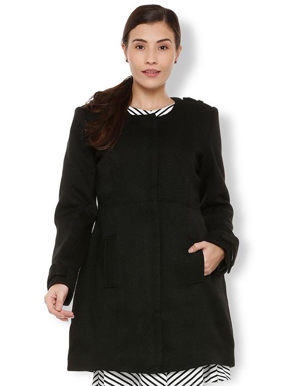 round neck pocket detail coat - 15680691 - Zoom Image - 1