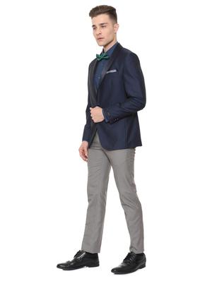 navy blue solid tuxedo casual blazer - 15681070 - Standard Image - 3